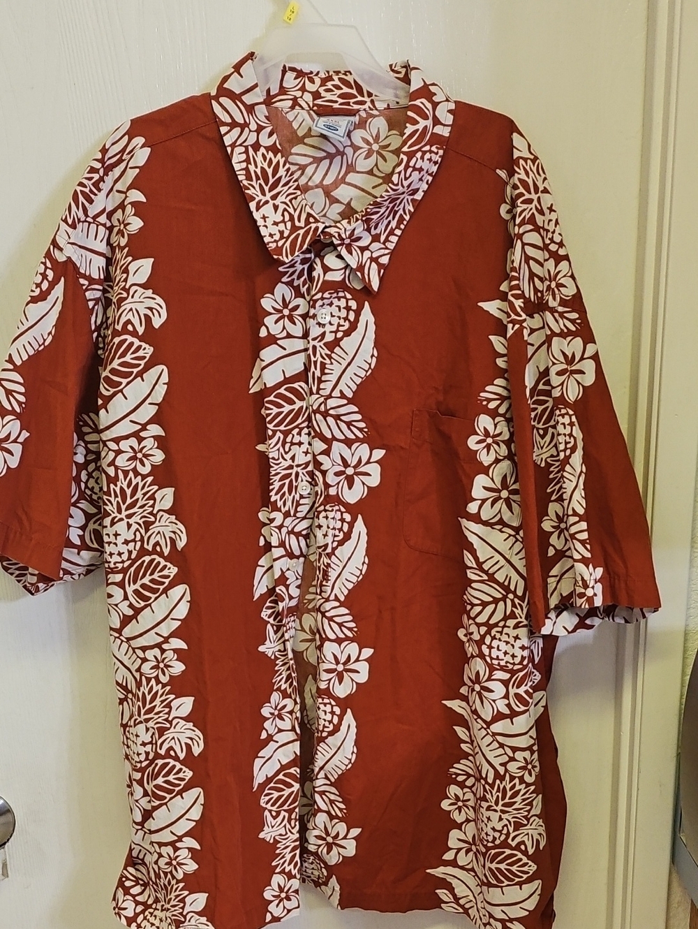 Old Navy Red and White Floral Hawaiian Button-Up Shirt